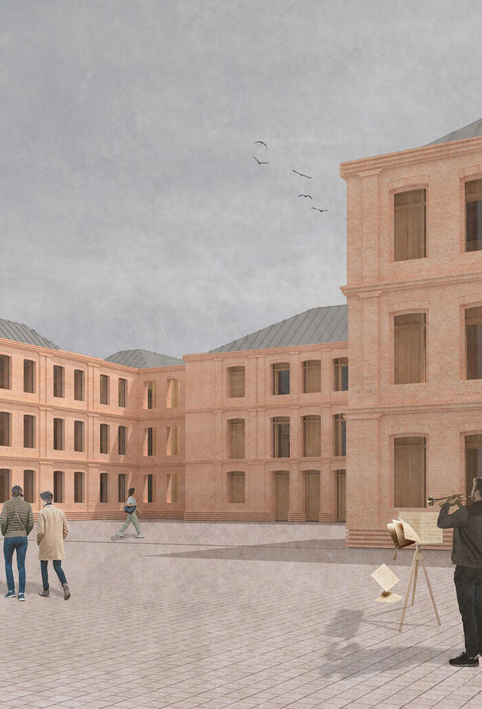 Gebäudevisualisierung: Hof des Schlosses Neustrelitz