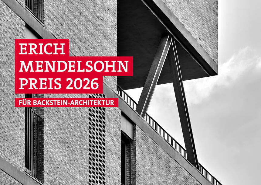 Keyvisual des Erich-Mendelsohn-Preises 2026 für Backstein-Architektur