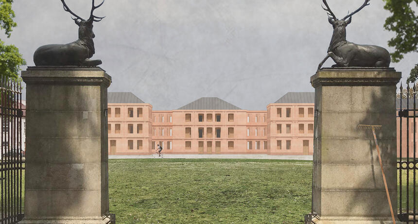 Gebäudevisualisierung: Tor der Einfahrt zum Schloss Neustrelitz