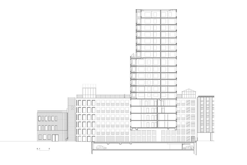 Public car park, office building & collective housing
