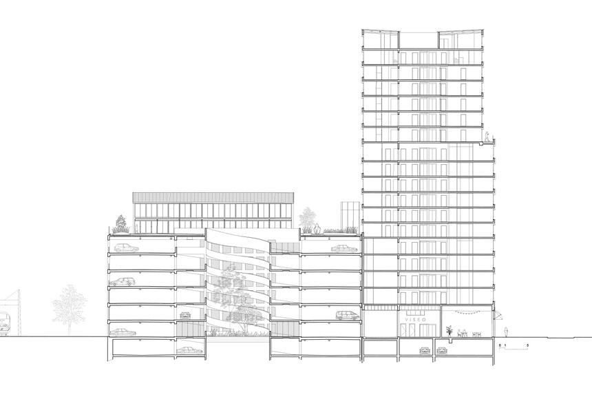 Public car park, office building & collective housing