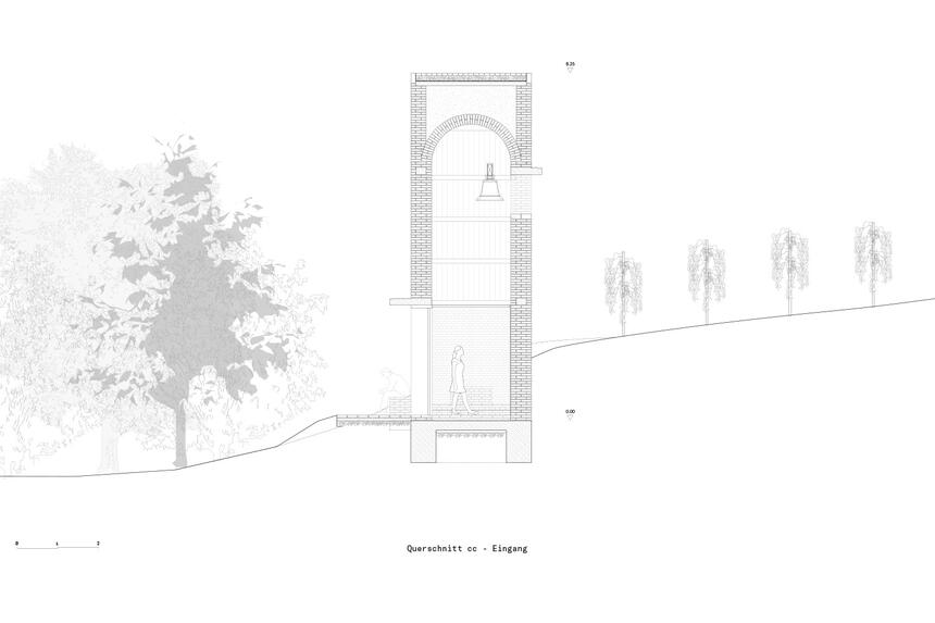 Querschnitt cc – Eingang: Kapelle am Kappelberg